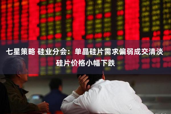 七星策略 硅业分会：单晶硅片需求偏弱成交清淡 硅片价格小幅下跌